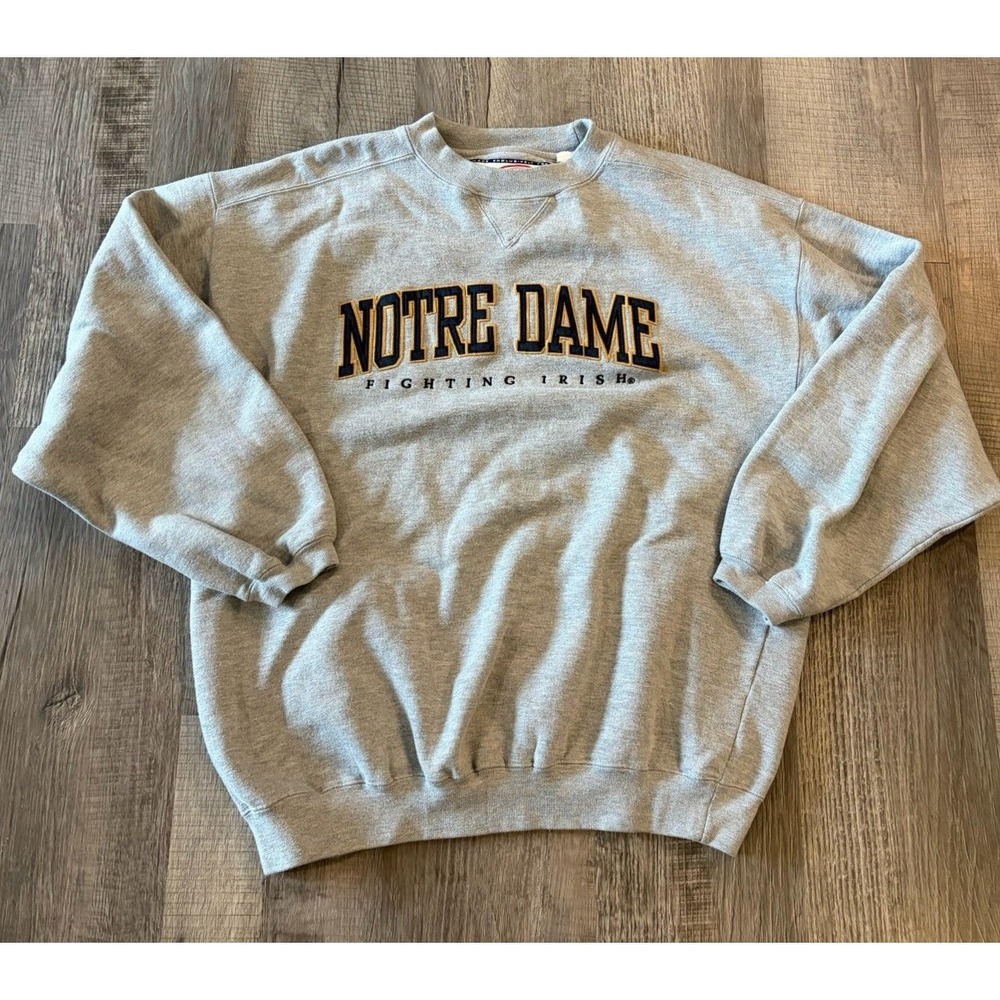Vintage Cadre Athletic Notre Dame Fighting Irish Sweatshirt Size Large Gray